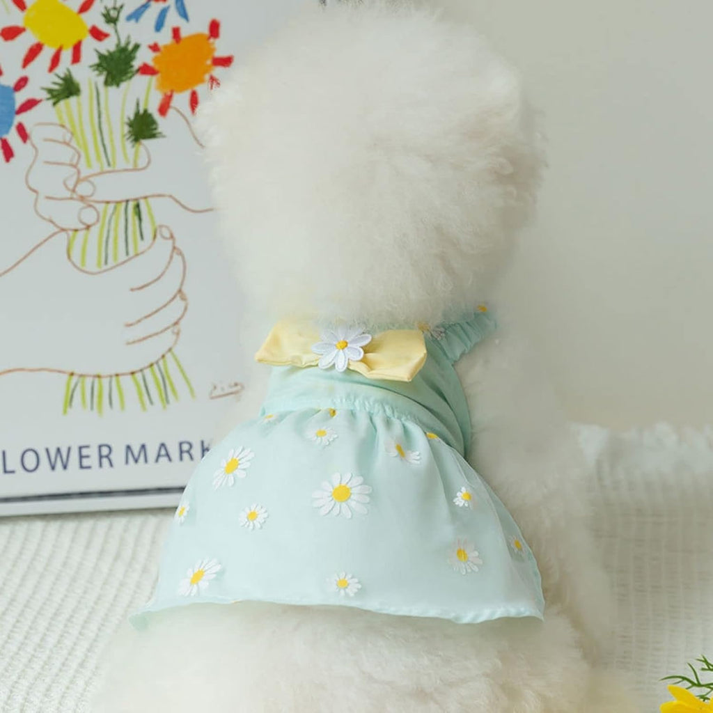 Elastic neck and sleeve details on the BIECWIAY small breed puppy princess outfit.