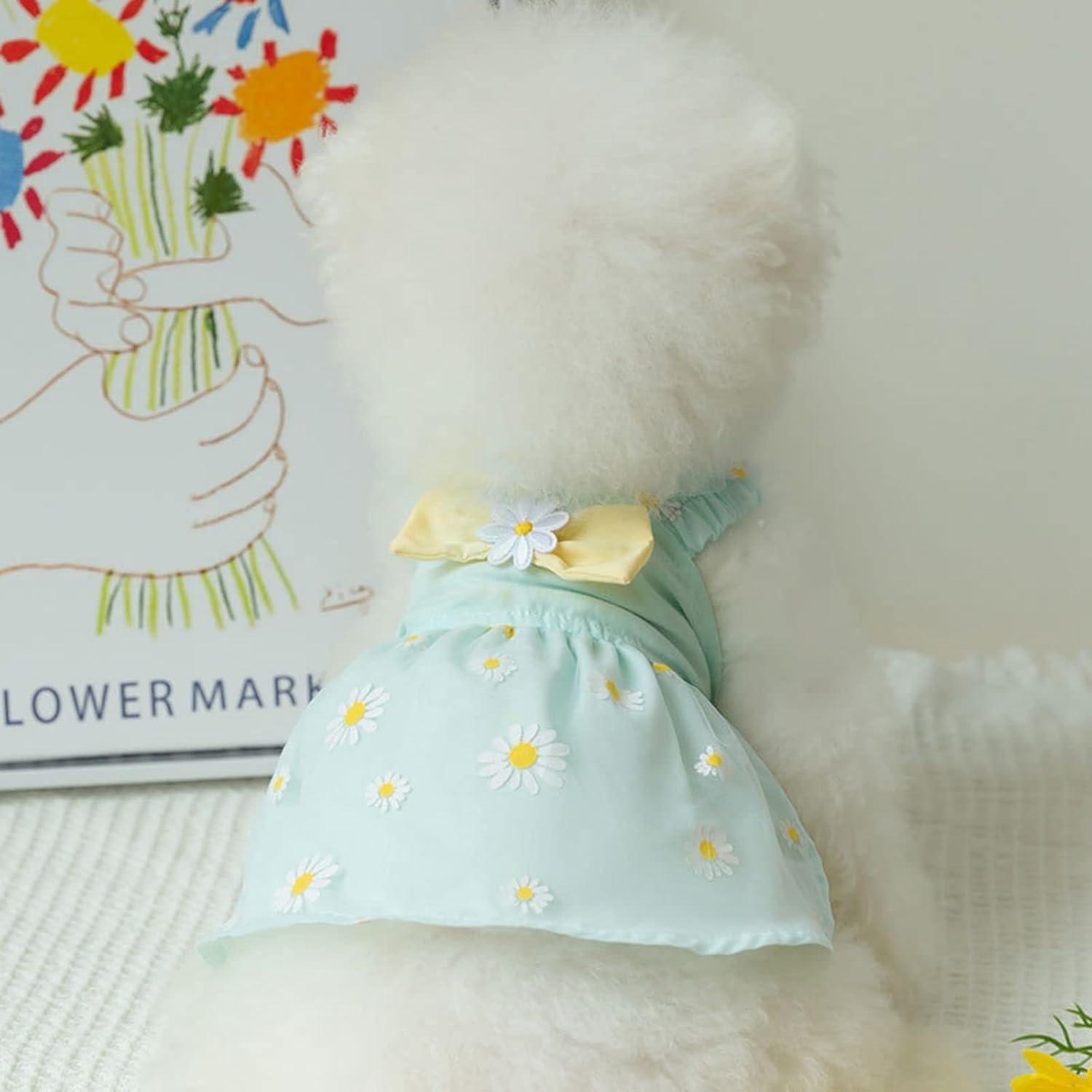 Elastic neck and sleeve details on the BIECWIAY small breed puppy princess outfit.