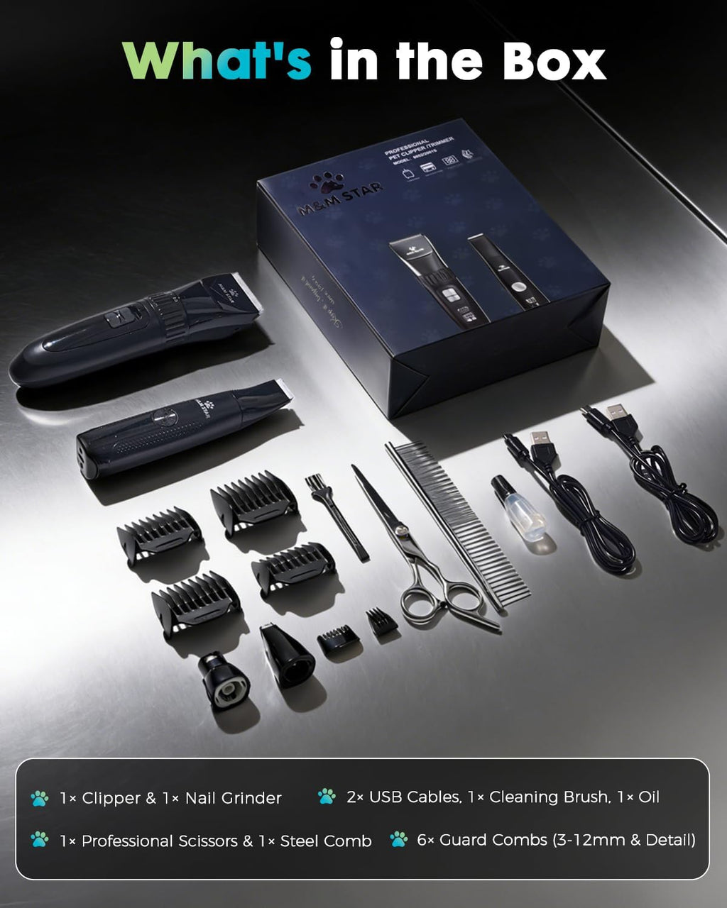 All-in-one pet shaver kit showcasing ergonomic black handle and premium digital display design.