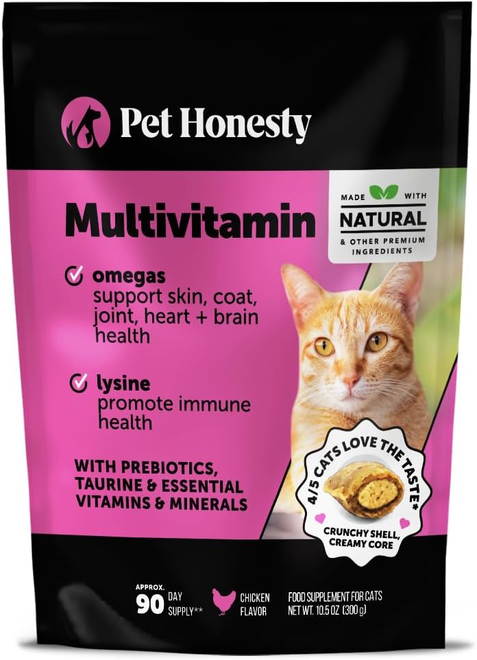 Cat Multivitamin Crunchy Creamy Chews - Daily Cat Vitamins with Lysine, Prebiotics, Omega 3 Fish Oil - Cat Treats for Immune Support, Skin Coat, Digestion, Heart + Joint Health (30-Day Supply) - Image 9
