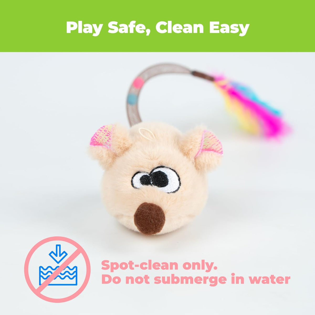 Best Pet Supplies Catify durable plush mouse toy with reinforced stitching.
