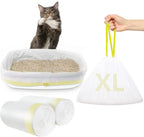 Durable drawstring closure mechanism on a white jumbo cat litter bag