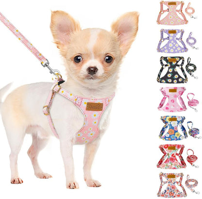 SlowTon No Pull Dog Harness front view pink daisy floral puppy vest