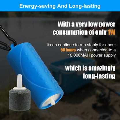 DaToo USB Mini Aquarium Air Pump Ultra Quiet Fish Tank Air Pump with Black Hanging Clasp Portable Aquarium Oxygen Aerator Pump Includes Fish Tank Airline Tubing and Air Stone(1W/2W/3W) - Image 5