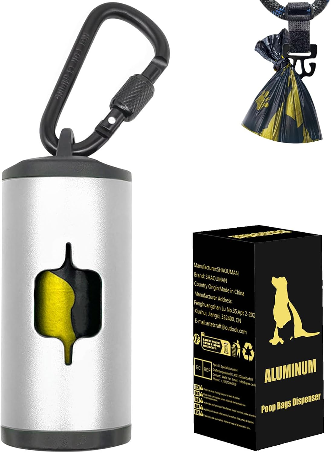 Metal Dog Poop Bag Holder 2-Pack w/Leash Clip|Durable Scratch-Resistant Aluminum|30 Bags+6 AccessoriesBlack - Image 13