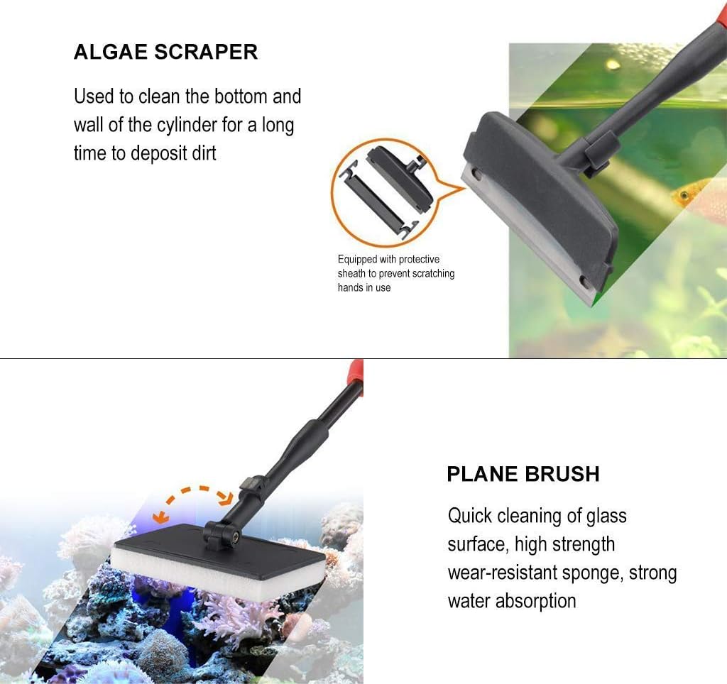 UPETTOOLS adjustable handle aquarium kit with durable fish net attachment.
