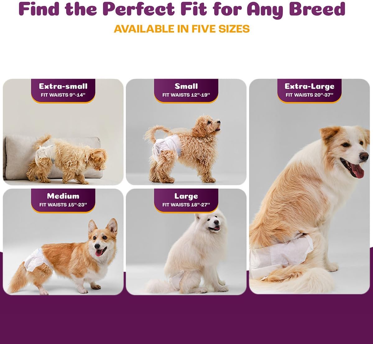 Premium imported female dog period diapers with adjustable tabs