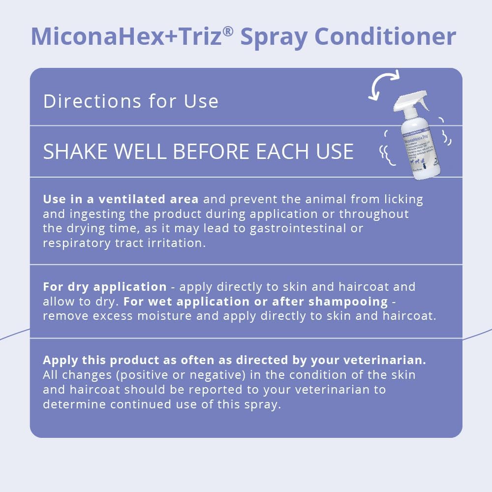 Medicated pet antifungal spray bottle showcasing active ingredients and veterinary formula.