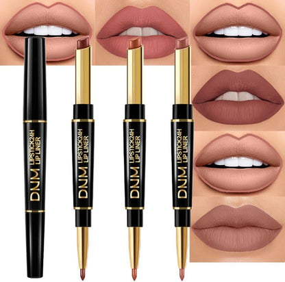 Evpct matte lip liner and lipstick combo set of antique rose chestnut nude brown gives long lasting and waterproof finish