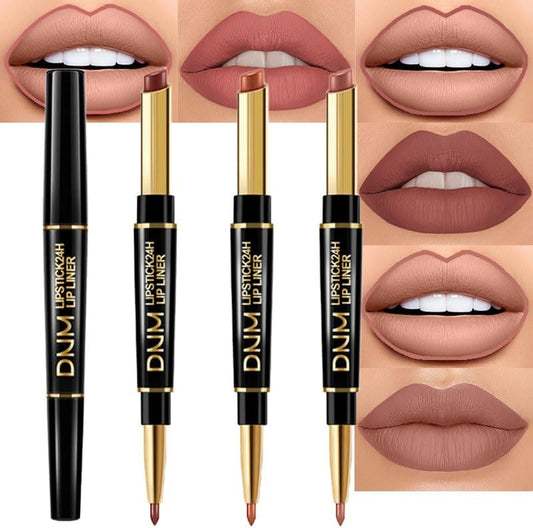 Evpct matte lip liner and lipstick combo set of antique rose chestnut nude brown gives long lasting and waterproof finish