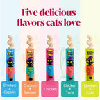 Cat enjoying a Witch's Recipe chicken and salmon flavor treat