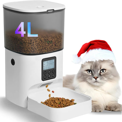 ANDOLL HOME 2.4G/5G Automatic Cat Feeder, 4L WiFi Food Dispenser with 10s Voice Recorder, Pet Feeder up to 10 Meals per Day, Timed Cat Feeder with Dry Food Sealed Ring (Matte White, 4.0 L) - Image 15