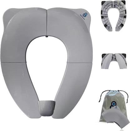 Baby Proof Me Essentials travel potty seat front view open on adult toilet