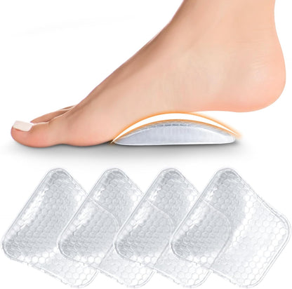 ZAIWOO Arch Support Inserts front view showing clear gel pads and elastic straps.