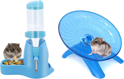 Wontee Hamster Water Bottle Water Dispenser Hamster Silent Exercise Running Wheel for Dwarf Hamsters Gerbil Mice (Blue, 125ML) - Image 1