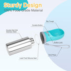 Anipaw stainless steel pet travel bottle with teal silicone cup