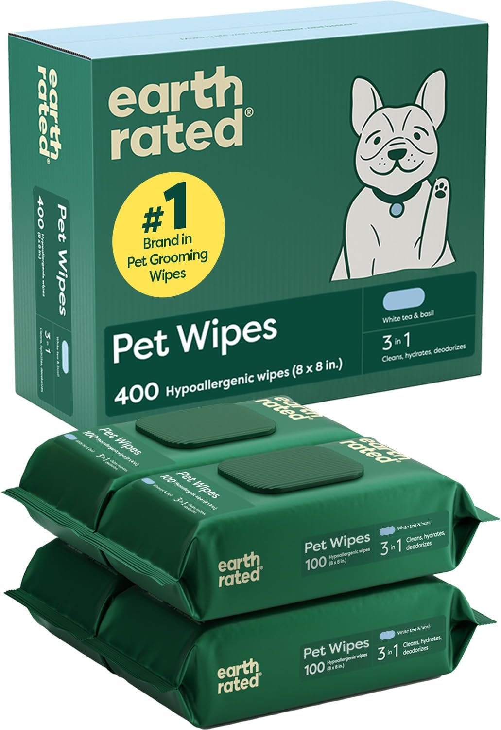 Earth Rated Pet Wipes for Dogs and Cats, Hypoallergenic, 3-in-1 Cleaning, Deodorizing and Hydrating, for Grooming Paws, Body and Butt, Unscented, 100 Count - Image 15