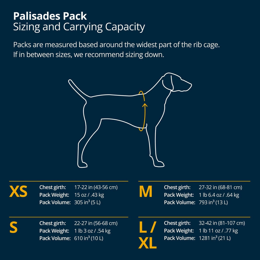 Ruffwear Palisades dog hiking pack side profile highlighting high volume removable saddlebags