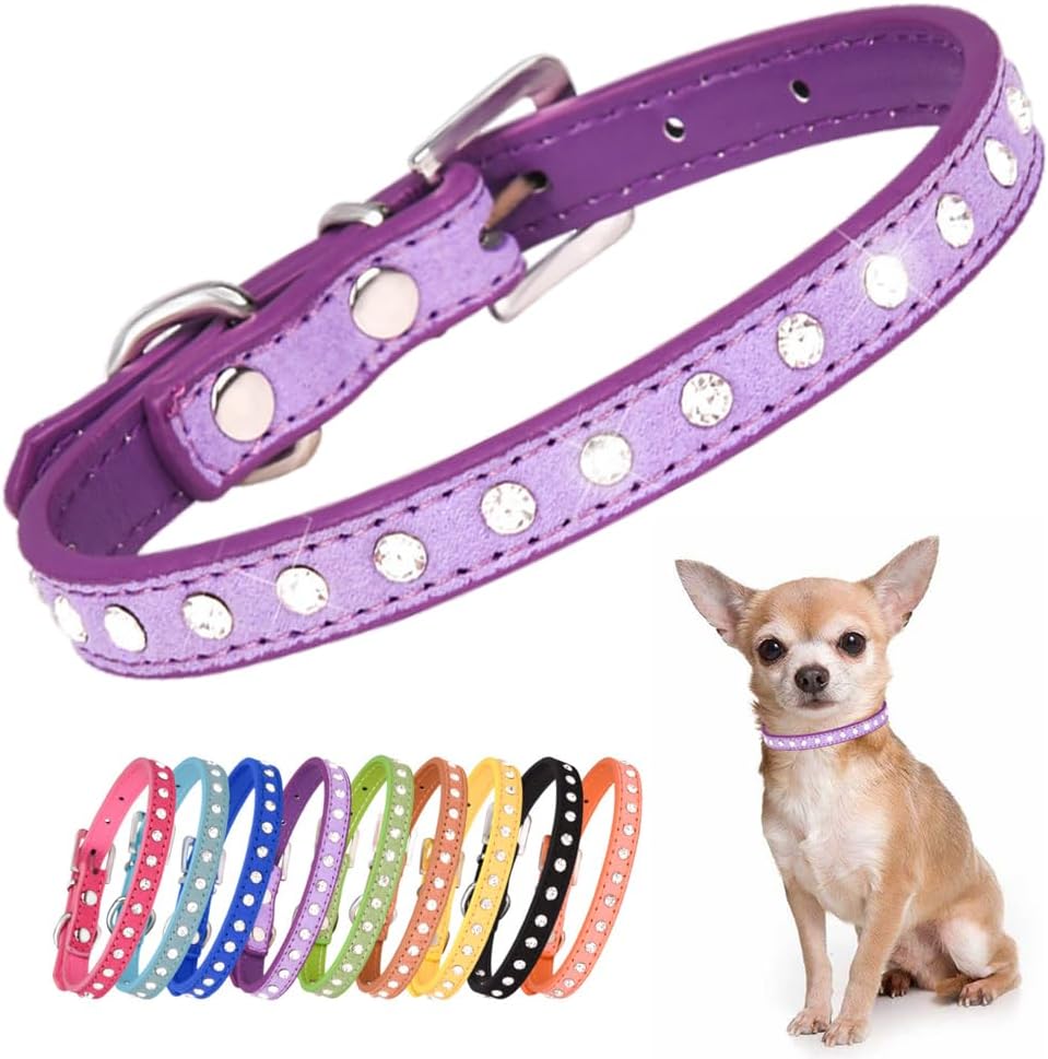 Pink Rhinestone Small Dog Collars for Female Dogs, Pretty Bling Diamond Cat Collar Crystal Sparkly Glitter Jewel Puppy Collar for XXS Xs Small Medium Pet Girl Dogs Kitten, XSmall - Image 13