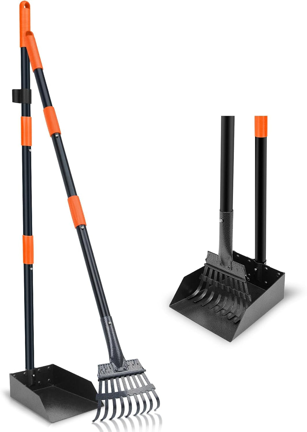 Compact upright storage view of the blue twocorn dog waste scooper.
