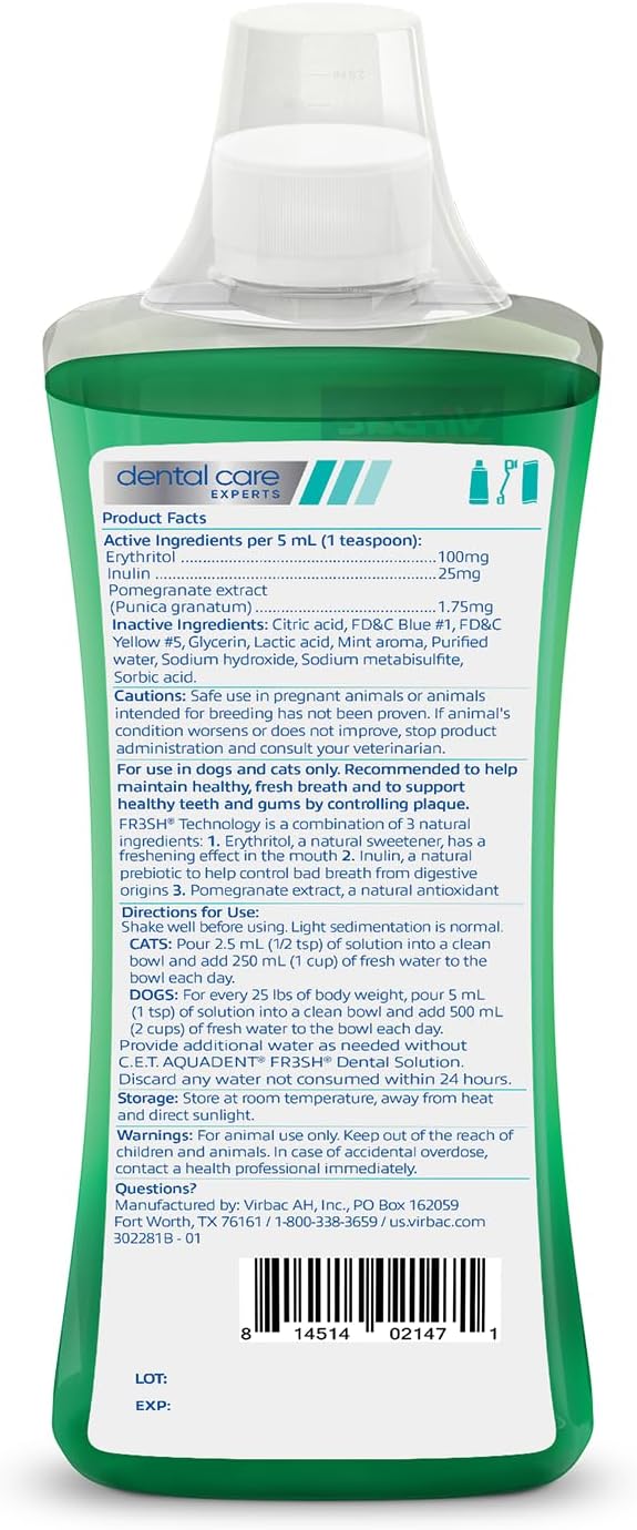 C.E.T. Aquadent Fr3sh Dental Solution for Dogs & Cats, 500 ml - Image 2