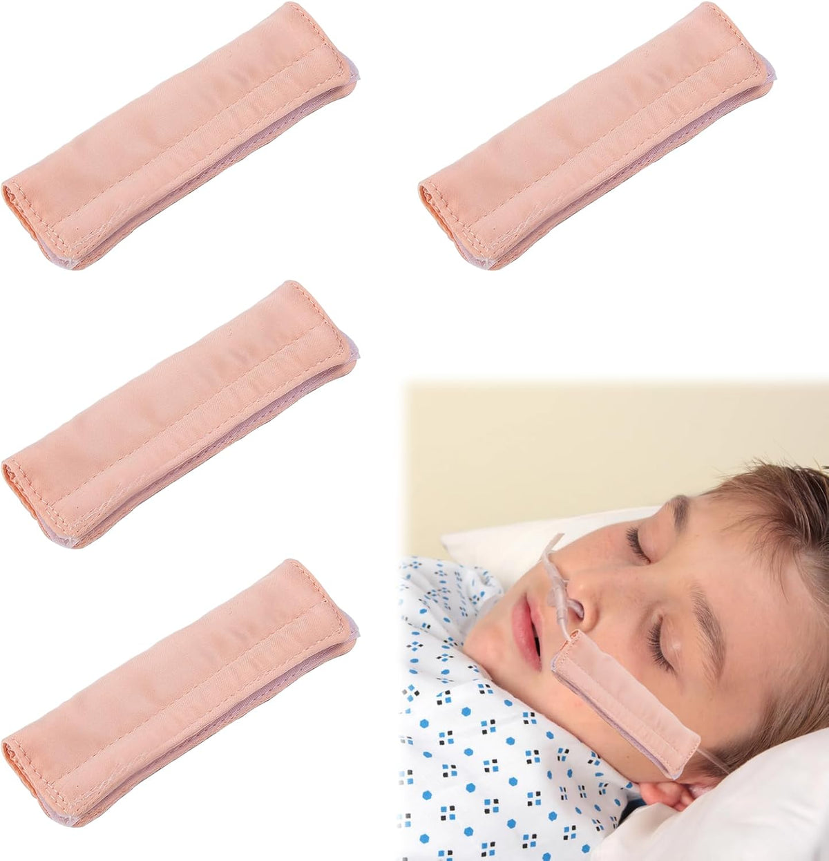 AJFHKJ Nasal Oxygen Cannula Cover in pink showing the soft satin texture for skin protection.