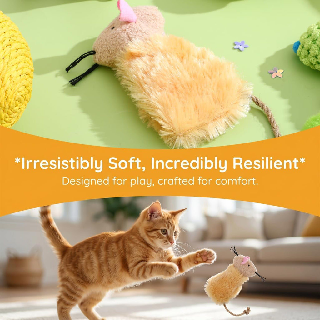 Hemoton Interactive Catnip Cat Toys angle view showing durable stitching and skin friendly plush materials.