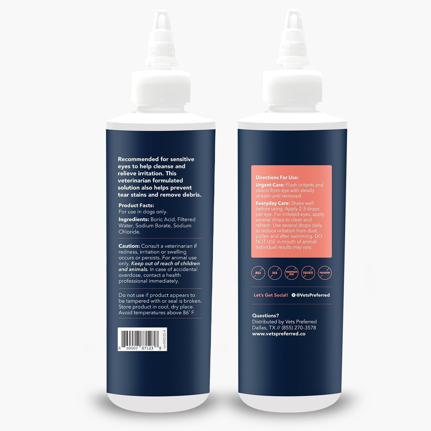 Vets Preferred canine eye wash solution for daily pet care