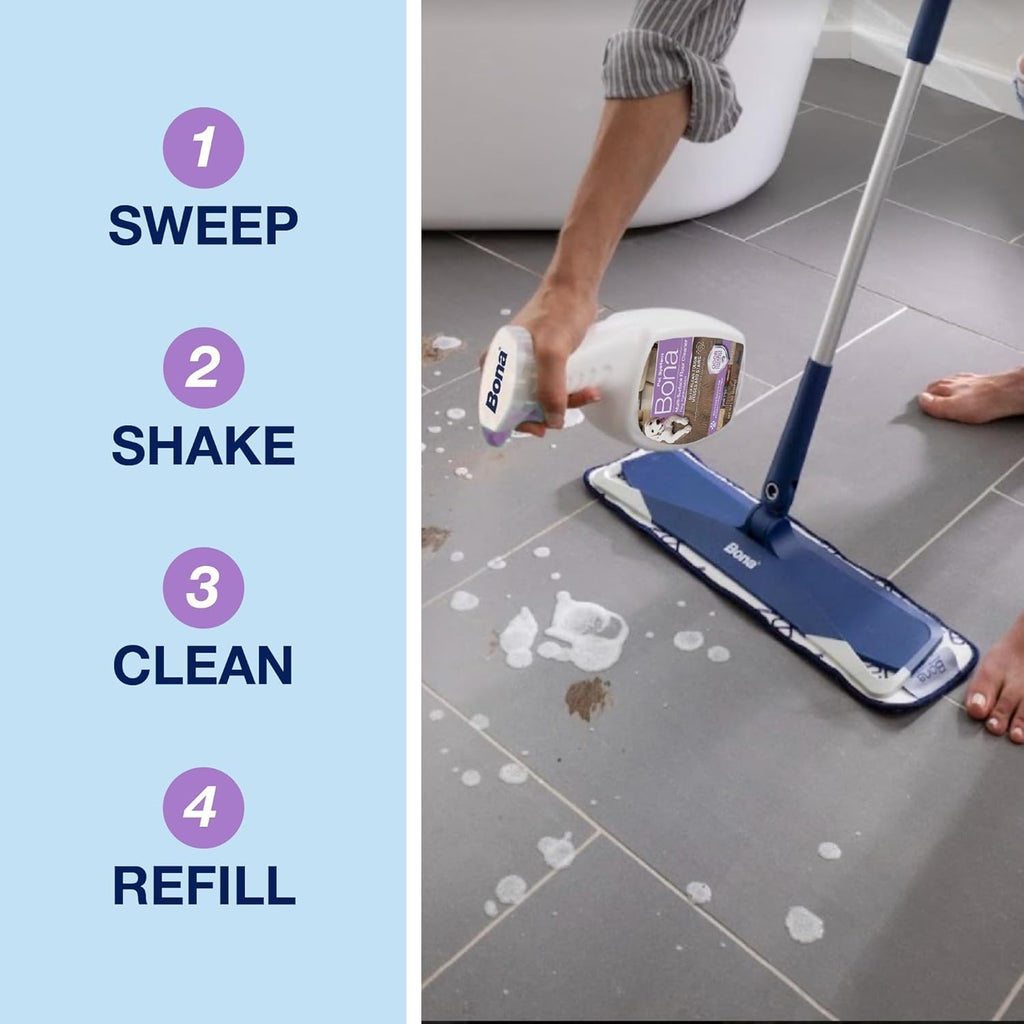 Bona cat odor guard technology spray bottle on tile floor