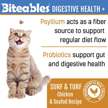 Get Naked natural probiotics and psyllium fiber cat treats pouch lifestyle shot.