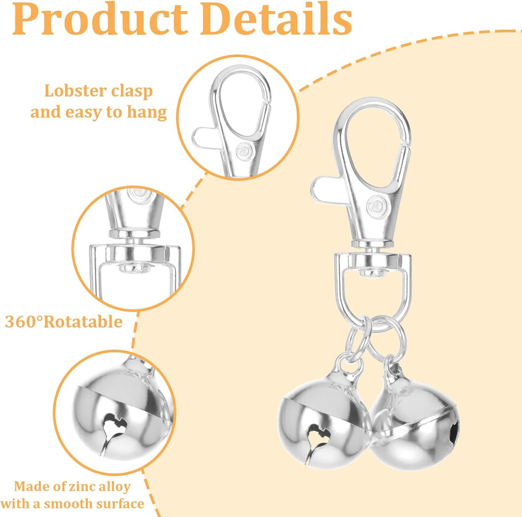 TIESOME mini dog collar bell set showing the dual bell design for audible pet tracking