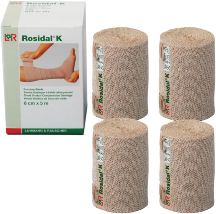 Lohmann & Rauscher Rosidal K Short Stretch Bandage 4 Pack front view for lymphedema compression.