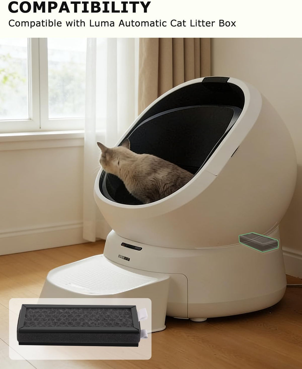 WEIGUZC pet odor control filter insert demonstrating easy slide in installation mechanism.