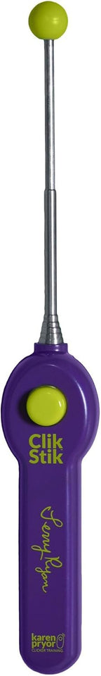 Retractable telescoping dog target stick extended to twenty-three inches for positive reinforcement training.