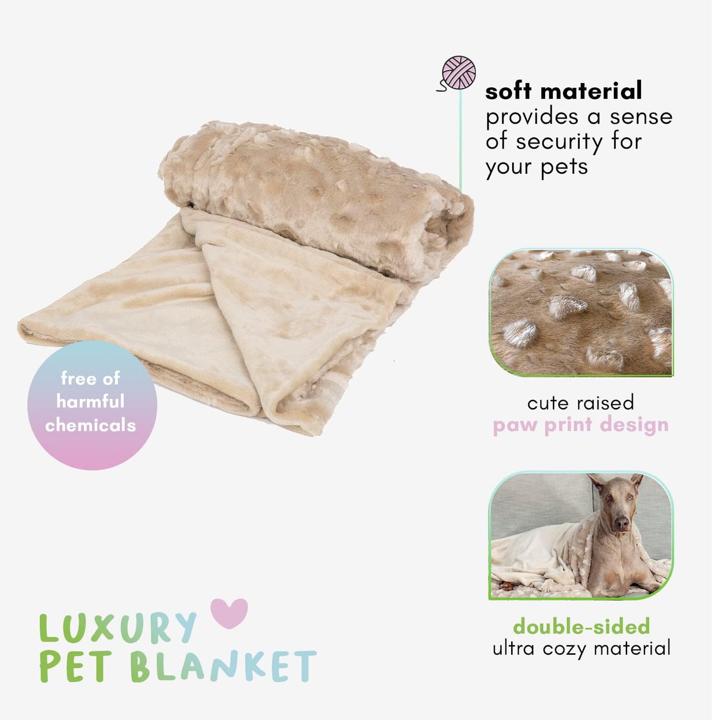 Machine washable Petique soft puppy blanket laid out flat