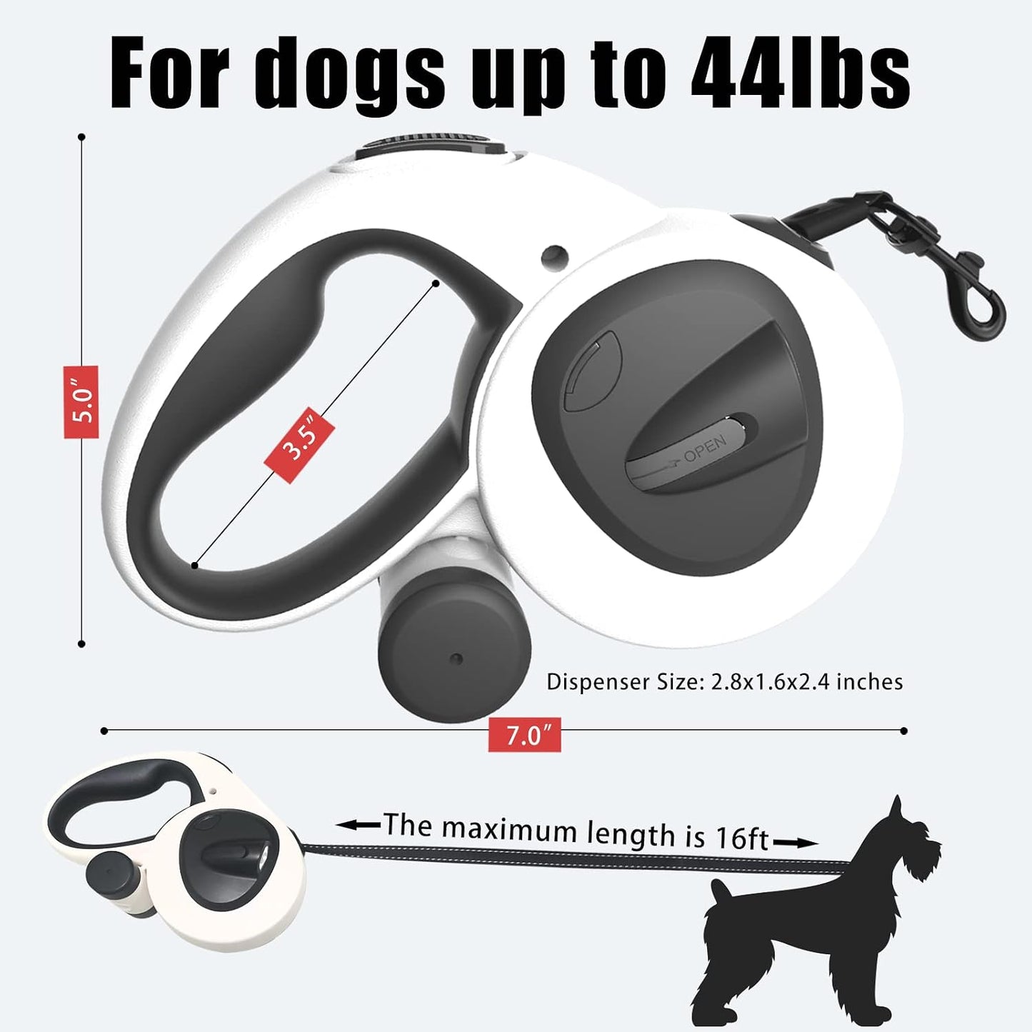 Ergonomic anti-slip handle of HCY&WLD retractable leash