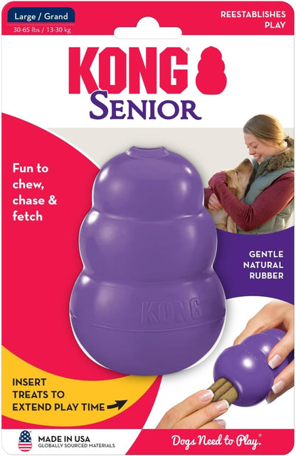 Large size KONG senior gentle rubber chew toy presentation.