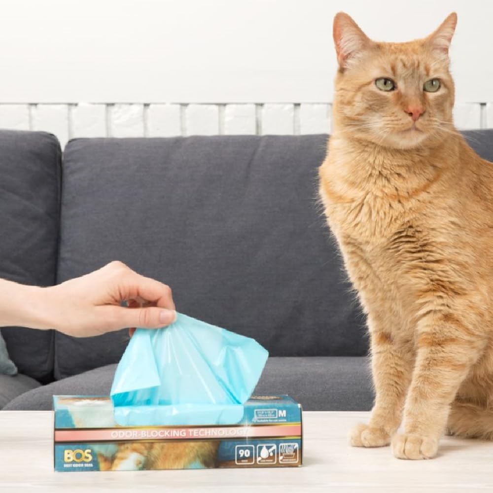 BOS cat waste bags size medium blue color box