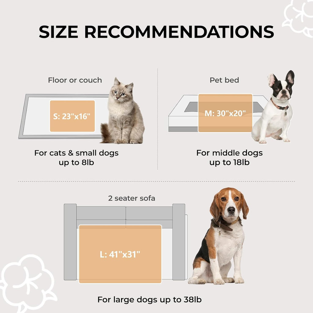 Fluffy microfiber pet blanket shielding living room sofa from dog hair
