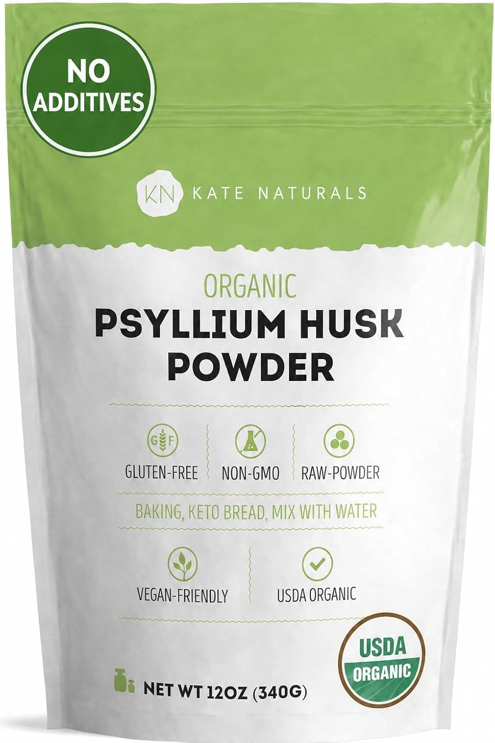 Kate Naturals Organic Psyllium Husk Powder for Baking, Shakes, Fiber, 8oz - Image 7