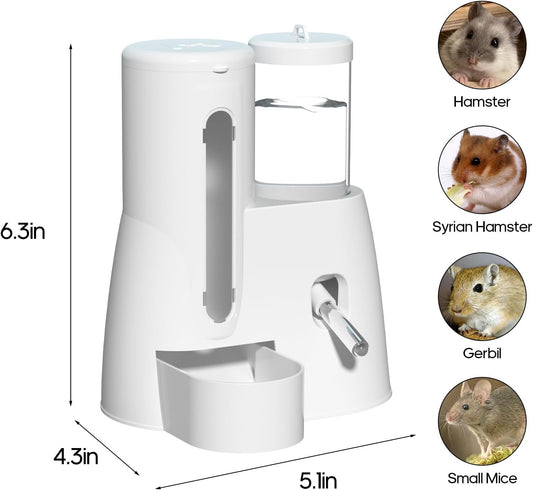 2 in 1 Hamster Water Bottle - Automatic Food Bowl, No Drip Small Animal Water Bottle Dispenser, for Syrian Dwarf Hamsters, Gerbils, Mouse, Hedgehog, Hamster Cage Accessories (Pink, Large) - Image 2
