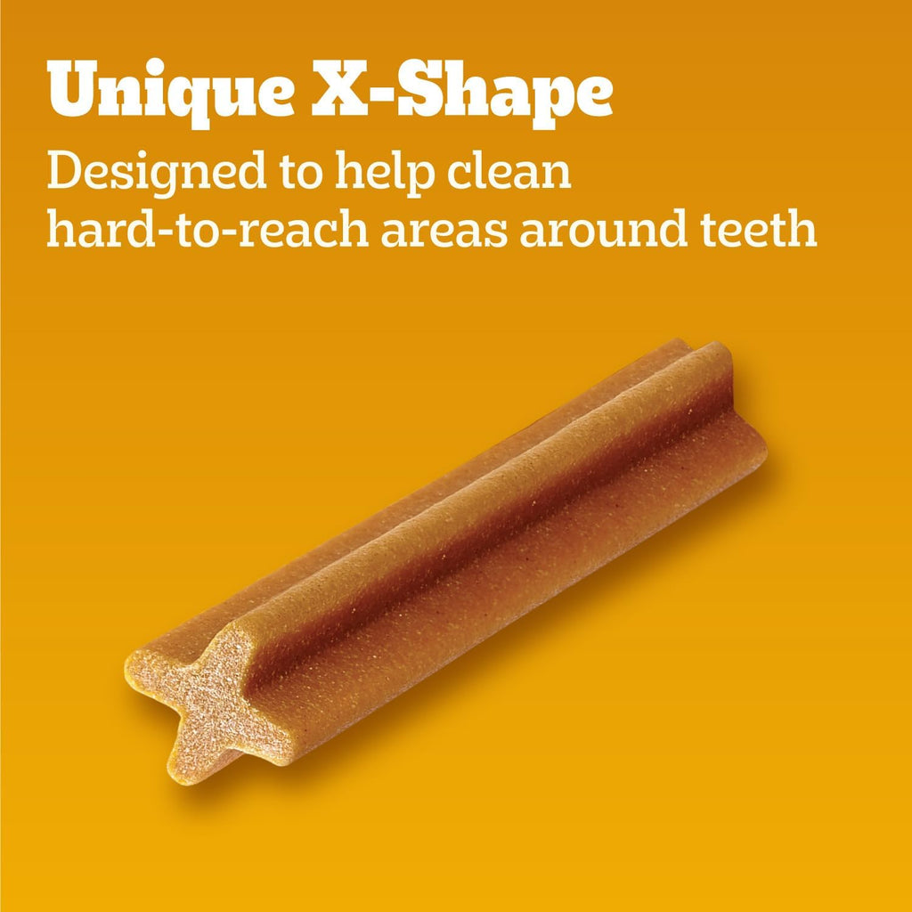 Close up of Pedigree Dentastix X-shape texture for tartar control