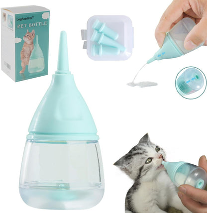 LogFaadCoi kitten bottles for nursing blue forty milliliters front view.