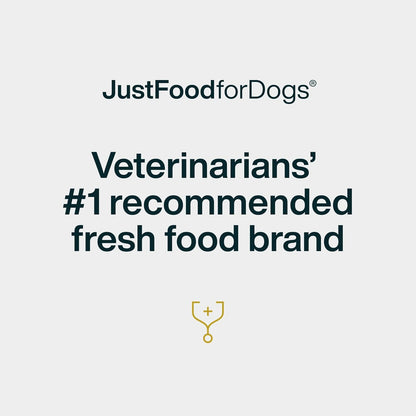 Side profile of JustFoodForDogs human grade dog treats bag
