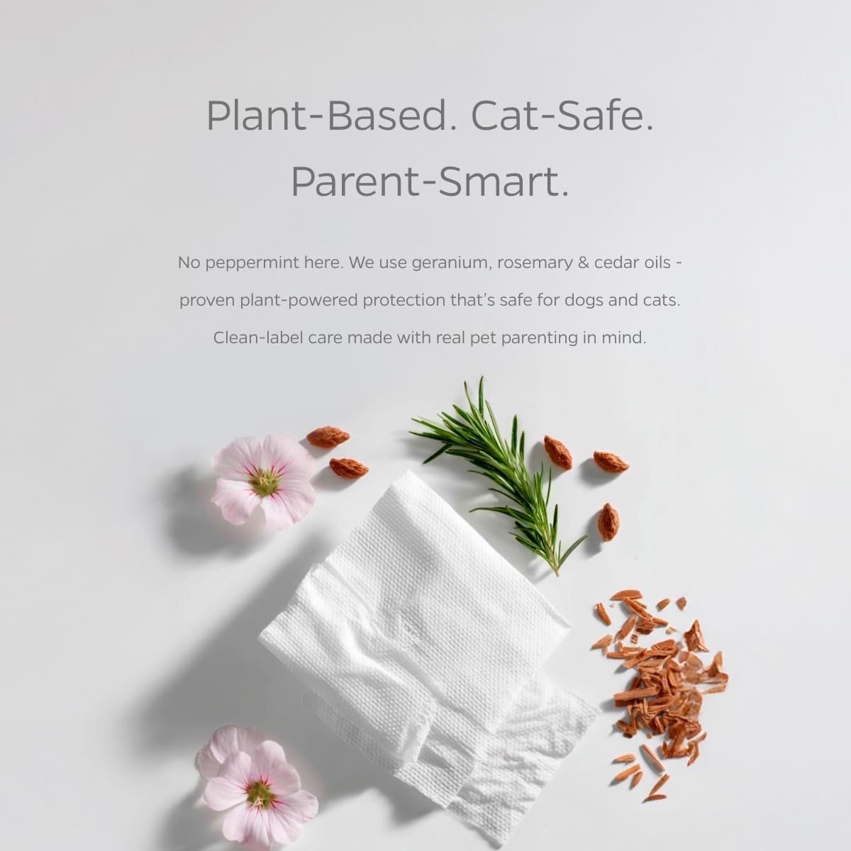 Bio based bug defense pet wipes for flea protection