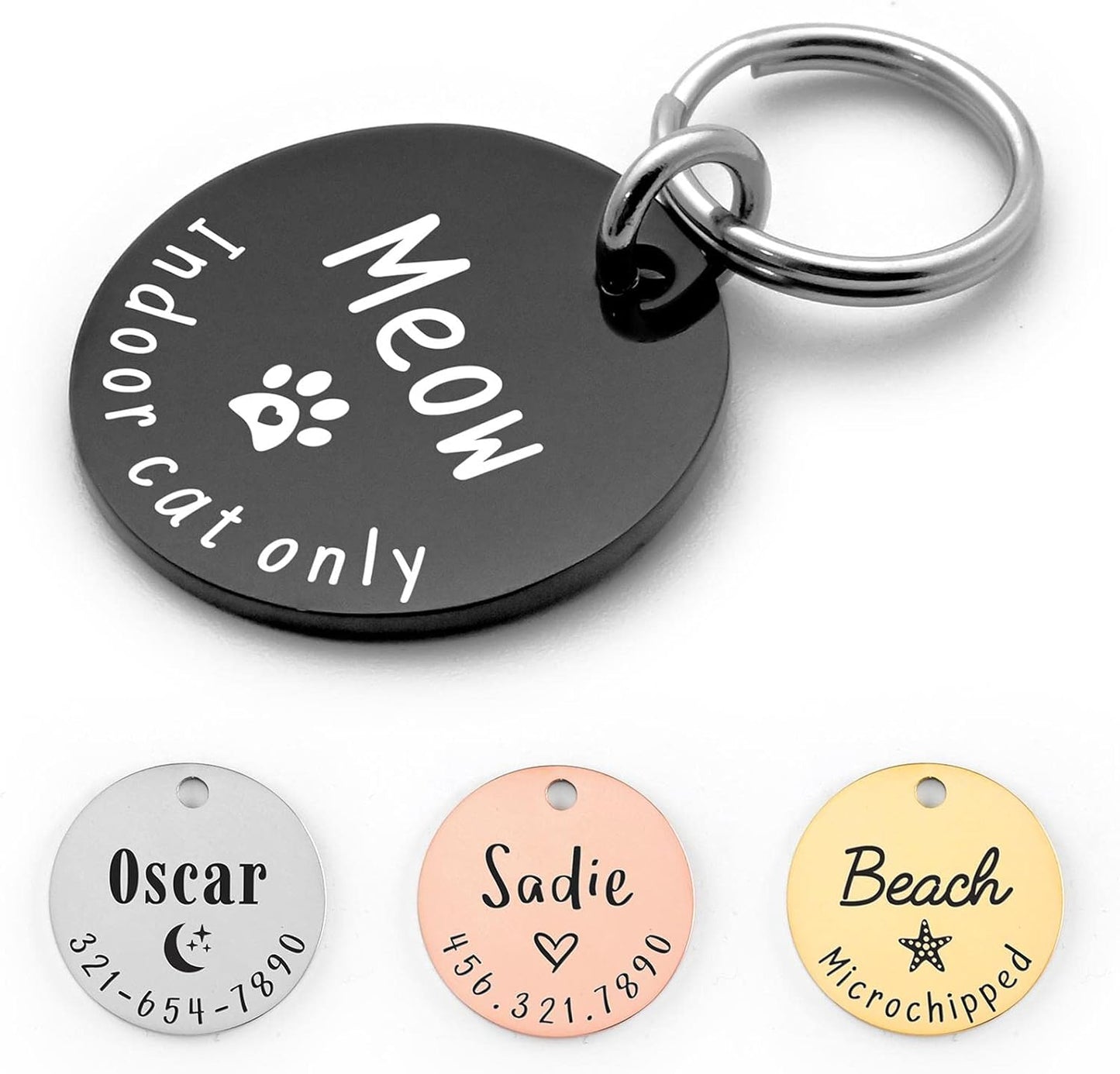 Personalized Lovely Symbols Dog Tags and Cat Custom Engraved Stainless Steel Pet ID Tag (X-Small, Rose Gold) - Image 12