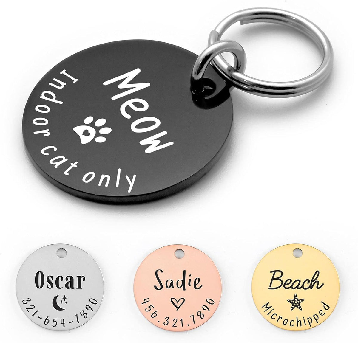 Personalized Lovely Symbols Dog Tags and Cat Custom Engraved Stainless Steel Pet ID Tag (X-Small, Rose Gold) - Image 12