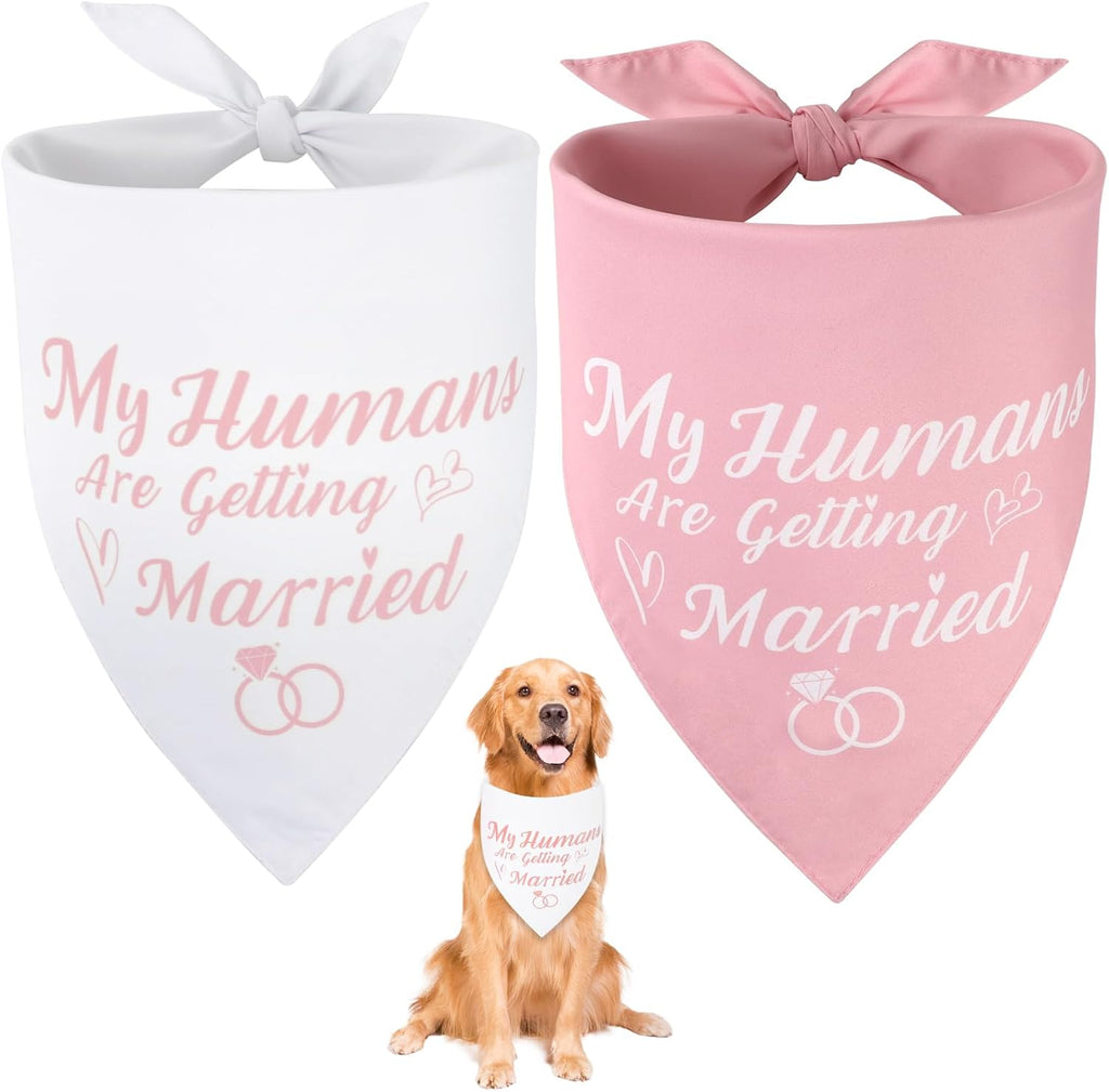 SZEE Engagement Gifts for Couples, 2 Pack My Humans are Getting Married Dog Bandanas, Wedding or Bridal Shower Gifts for Bride, Dog Wedding Bandanas, Engagement Party Decorations (White & Black, L) - Image 13
