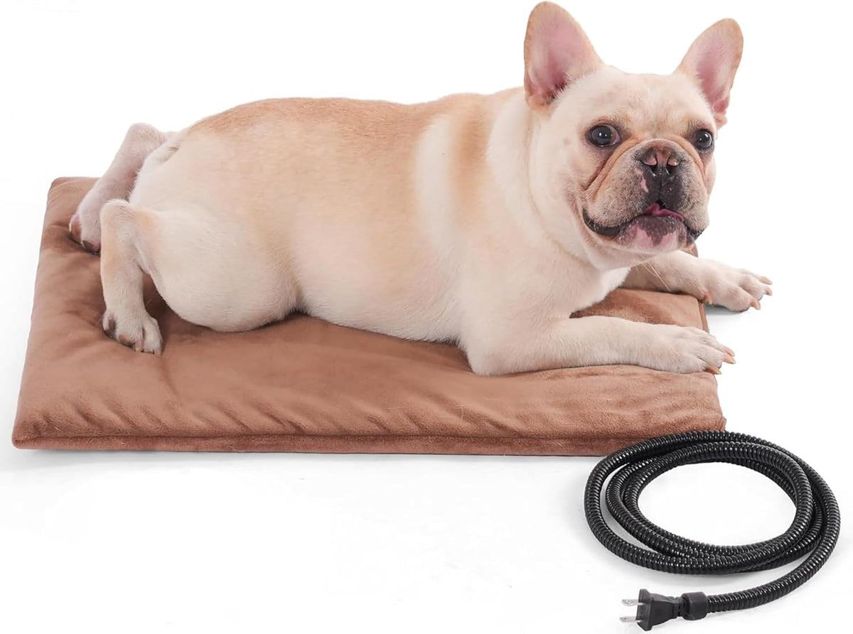 Pet Heating Pad for Cats Dogs Indoor & Sheltered Outdoor Waterproof Heated Cat Bed Heated Dog Bed Chew Resistant Cord Constant Temperature Brown Round 16 Inch - Image 15