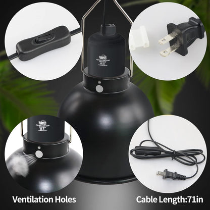 Lucky Herp ultraviolet and heat lamp fixture showcasing top heat dissipation vents.